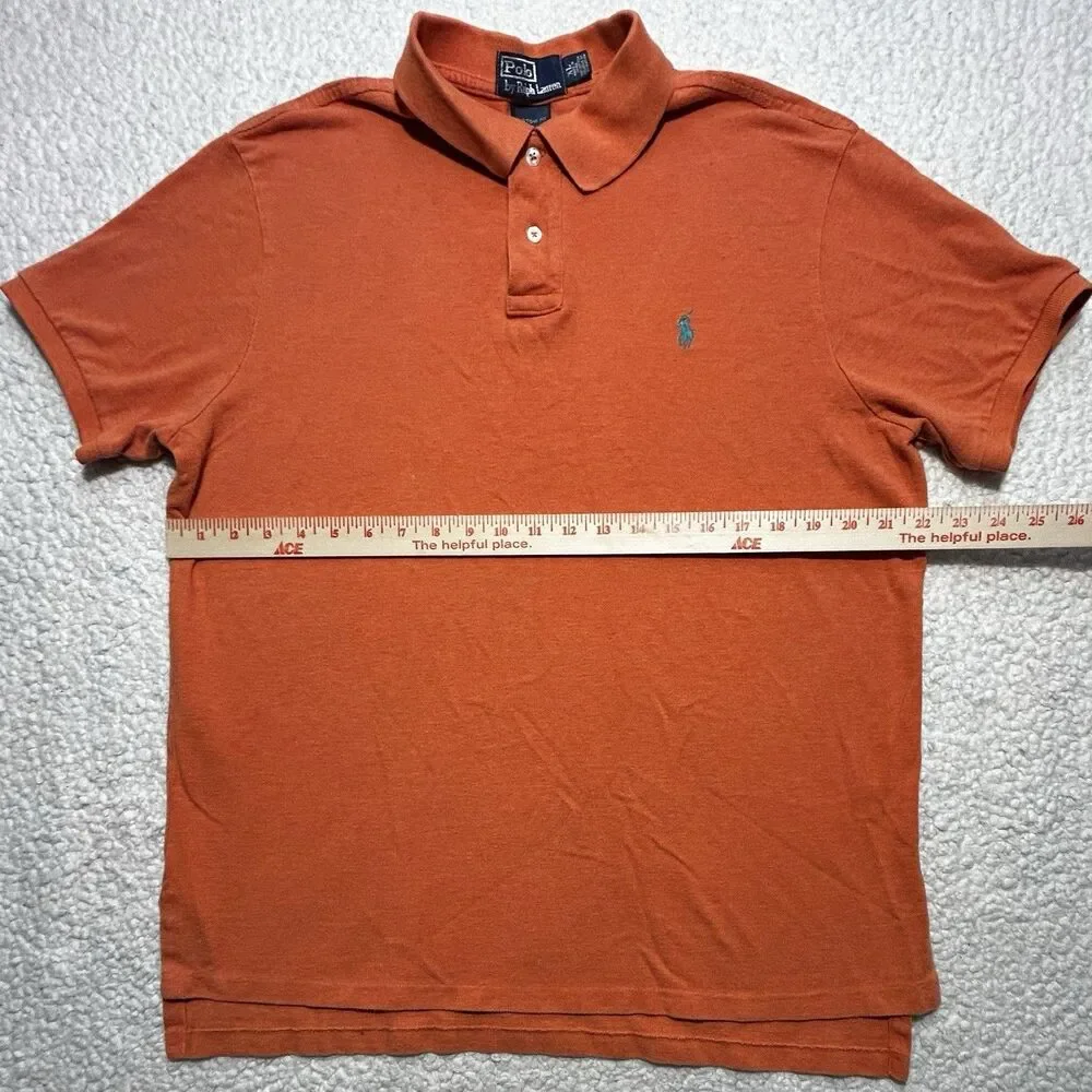 Polo Ralph Lauren Custom Fit Shirt Men XL Orange Short Sleeves 1/4 Button Cotton